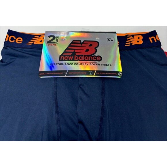 Mens XL New Balance Boxers Briefs Red & Blue 2pk Performance Complex Waistband - Picture 1 of 6